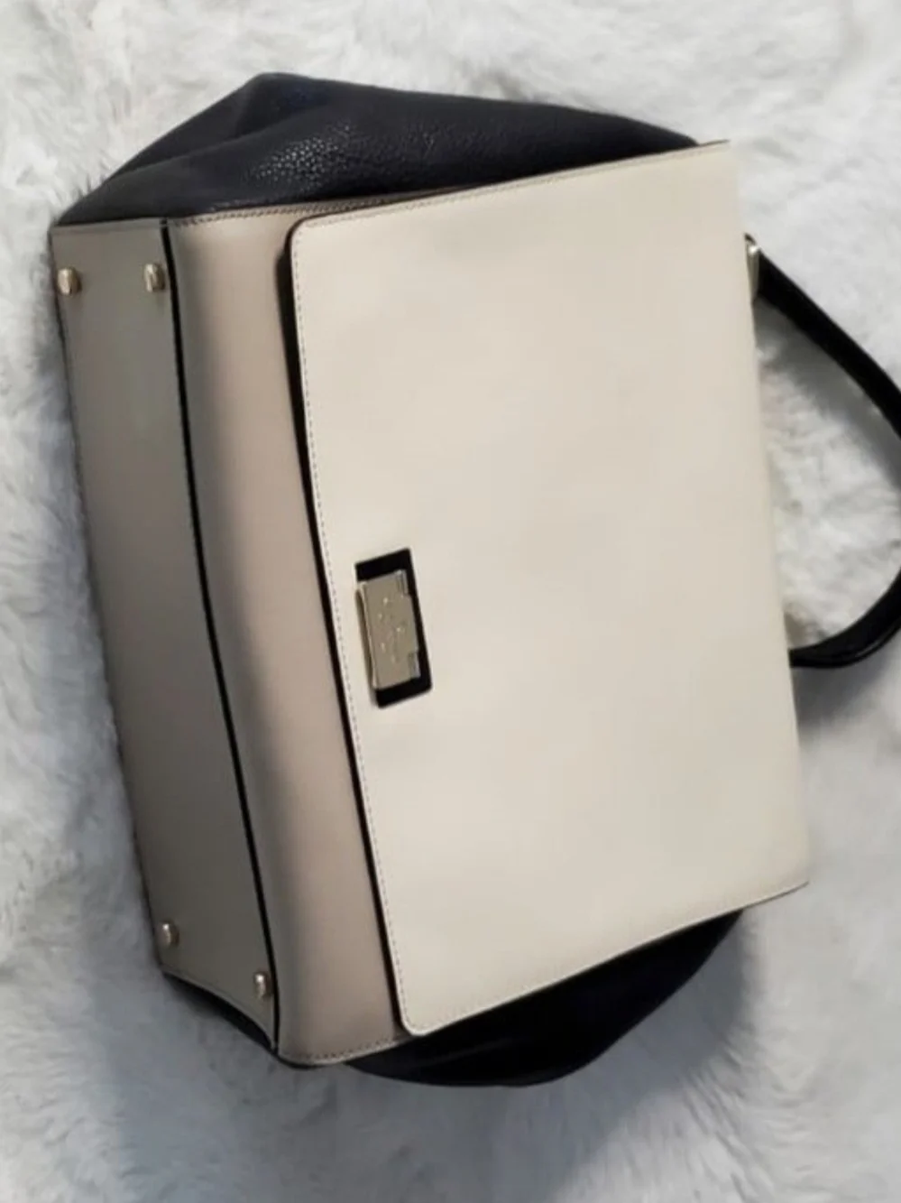 kate spade Black and Cream Top-Handle Satchel